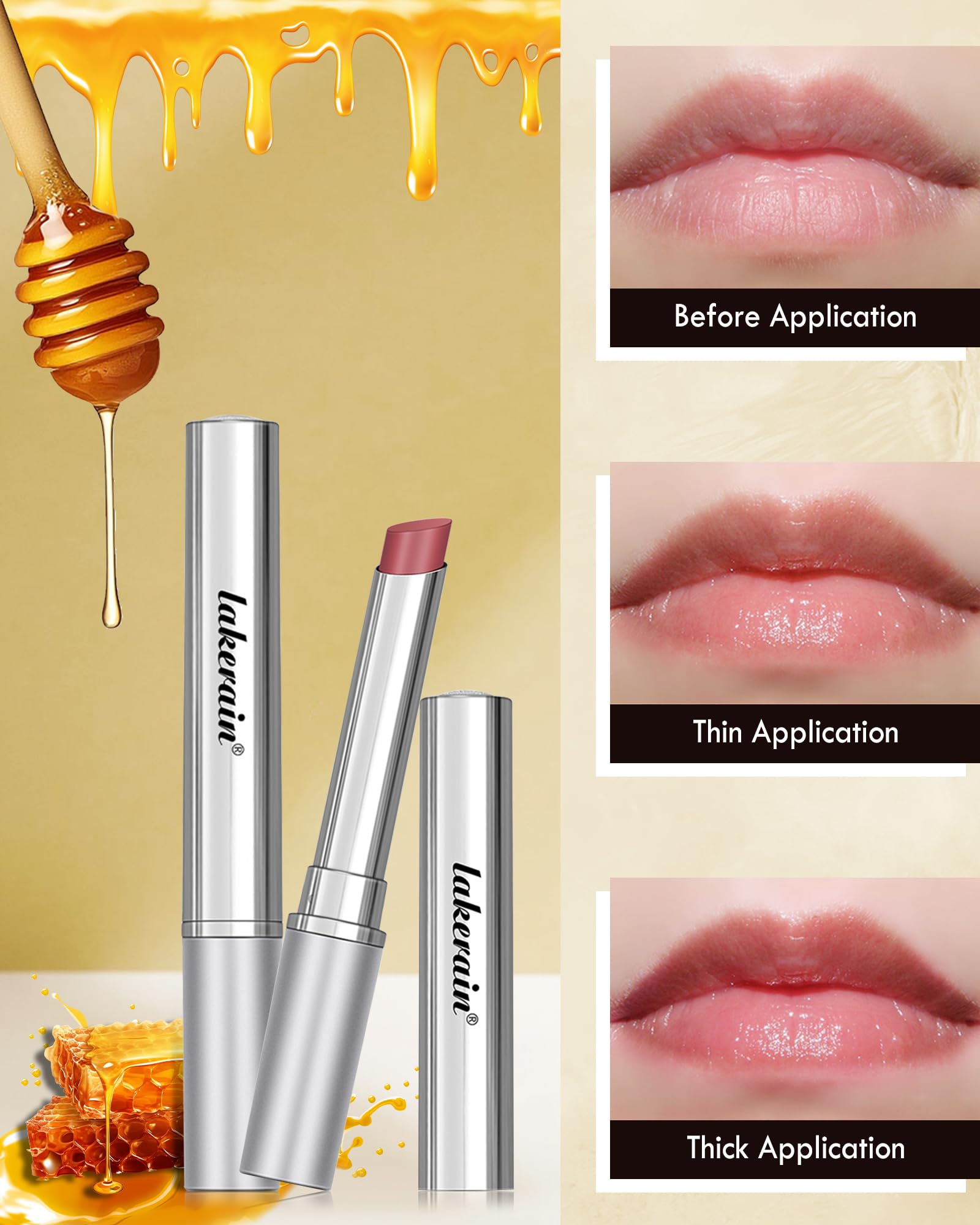Tinted Lip Balm-1Pcs Pink Color Honey Hydrating Lip Tint Moisturizer, Shiny Honey Lip Care Balm for Dry Lip, Moisturizing Sheer Lip Gloss Lip Treatment,Mother's Day Lip Makeup Gift for Women Girl